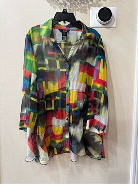 All Saints Multicolor Geometric Sheer Button-Up Shirt - Men
